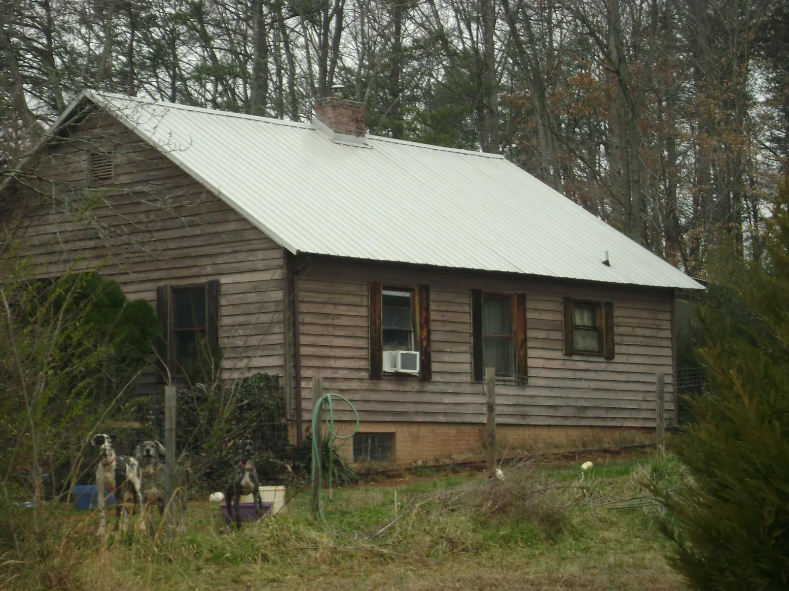 White metal roof on an old wood sided farmhouse, from a Asphalt Shingle Roof Repair job in Desoto
